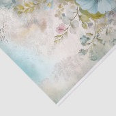 Ouderwetse Mixed Media Blauwe, Roze, Witte Bloemen Tissuepapier (Detail)