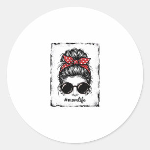 Ouderwetse Moeder Leven Rommelige Knot Sjaal Shirt Ronde Sticker