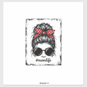 Ouderwetse Moeder Leven Rommelige Knot Sjaal Shirt Sticker