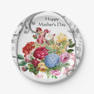 Ouderwetse Moederdag Botanisch Papieren Bordje