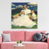 Ouderwetse Moederdag, moeder met kinderen Canvas Afdruk (Insitu (Woonkamer))