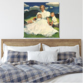 Ouderwetse Moederdag, moeder met kinderen Canvas Afdruk (Insitu (Slaapkamer))