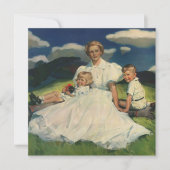 Ouderwetse Moederdag, moeder met kinderen Kaart (Voorkant)