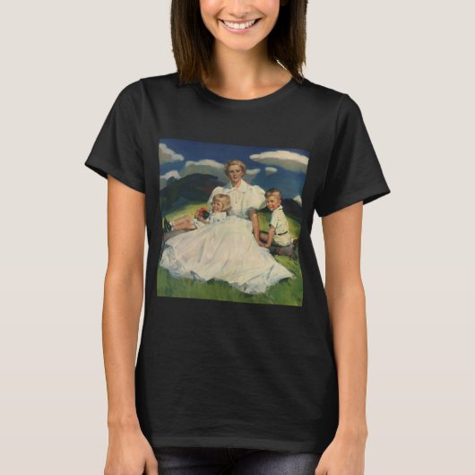 Ouderwetse Moederdag, moeder met kinderen T-shirt (Voorkant)