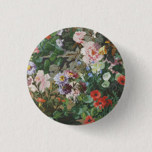 Ouderwetse mooie kleurrijke bloemen bloemschilderi ronde button 3,2 cm