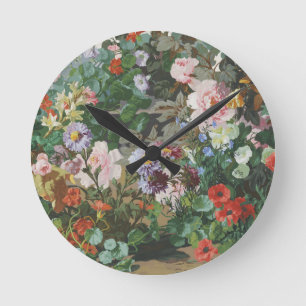 Ouderwetse mooie kleurrijke bloemen bloemschilderi ronde klok