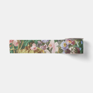 Ouderwetse mooie kleurrijke bloemen bloemschilderi satijnen lint