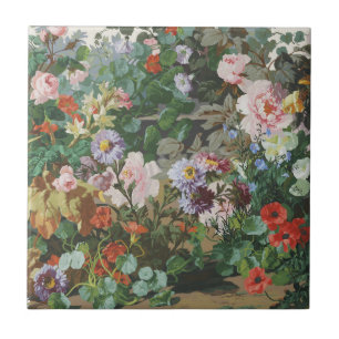 Ouderwetse mooie kleurrijke bloemen bloemschilderi tegeltje