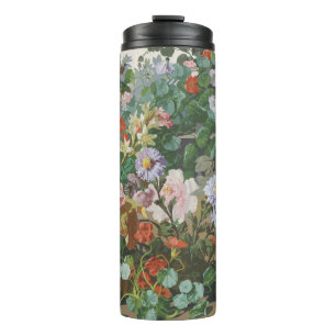 Ouderwetse mooie kleurrijke bloemen bloemschilderi thermosbeker