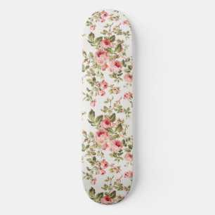 Ouderwetse mooie roze rozen bloempatroon persoonlijk skateboard