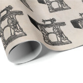 ouderwetse naaimachine cadeaupapier (Rol Hoek)