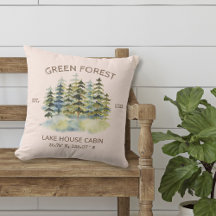Ouderwetse Nevelig Groen Bos Aquarel Blokhut Lodge