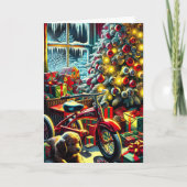 Ouderwetse nostalgische kerstmorgen feestdagen kaart (Voorkant)