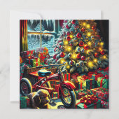 Ouderwetse nostalgische kerstmorgen feestdagenkaart (Voorkant)