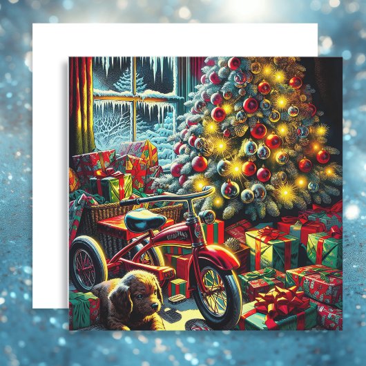 Ouderwetse nostalgische kerstmorgen feestdagenkaart