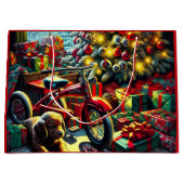 Ouderwetse nostalgische kerstmorgen groot cadeauzakje (Voorkant)