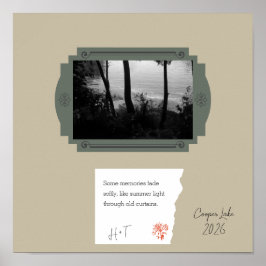 Ouderwetse olijfbeige fotoquote herinnering poster