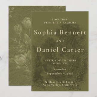 Ouderwetse Olijfgroene Huwelijk Kaart