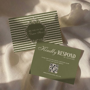 Ouderwetse Olijfgroene Huwelijksuitnodiging RSVP Kaartje