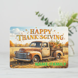 Ouderwetse Oogsttruck - Prettig Thanksgiving Feestdagenkaart