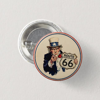 Ouderwetse Oom Sam Route 66 Patriottische American Ronde Button 3,2 Cm