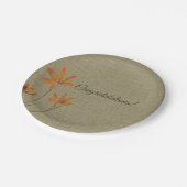 Ouderwetse oranje bloem op jute papieren bordje (Gekanteld)