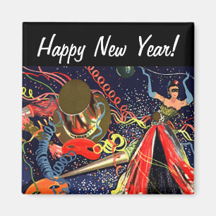 Ouderwetse Oud en Nieuw-feest met confetti Magneet