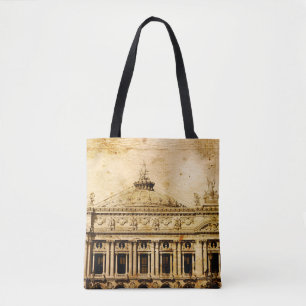 ouderwetse, oude, antiek parijs, tote bag