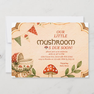 Ouderwetse Paddenstoelen Bos Baby Shower Kaart