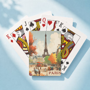 Ouderwetse Parijse Eiffeltoren Straatscène Pokerkaarten