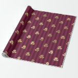 Ouderwetse Paris Bourgondië en gouden roos patroon Cadeaupapier<br><div class="desc">Paris vintage Bourgondië rood en goud Franse rozen inpakpapier.</div>