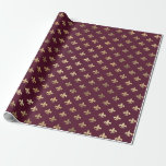 Ouderwetse Paris Bourgondië Rood en Goud Fleur de Cadeaupapier<br><div class="desc">Parijs vintage grunge Bourgondië fleur de lis patroon inpakpapier.</div>