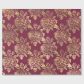 Ouderwetse Paris Bourgondië Rood en Gouden Rozen Cadeaupapier (Vlak)