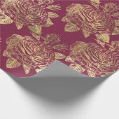 Ouderwetse Paris Bourgondië Rood en Gouden Rozen Cadeaupapier (Hoek)