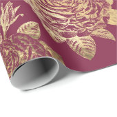 Ouderwetse Paris Bourgondië Rood en Gouden Rozen Cadeaupapier (Rol Hoek)