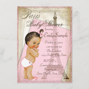 Ouderwetse Paris Etnische Baby Meisje Shower Kaart