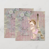 Ouderwetse Paris Prinses Bloemen Baby Borrel Kaart (Voorkant / Achterkant)