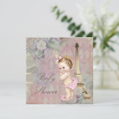 Ouderwetse Paris Prinses Bloemen Baby Borrel Kaart (Staand voorkant)