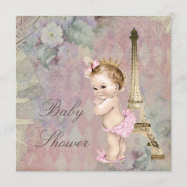 Ouderwetse Paris Prinses Bloemen Baby Borrel Kaart