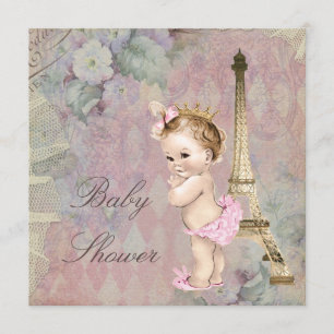 Ouderwetse Paris Prinses Bloemen Baby Borrel Kaart
