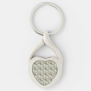 Ouderwetse Pastel Bloemige Botanische Patroon Sleutelhanger