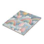 Ouderwetse Pastel Regenboog Paaseieren met Wolken Tegeltje (Zijkant)