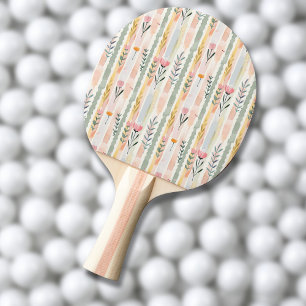 Ouderwetse Pastel Waterverf Bloemstrepen Tafeltennisbatje