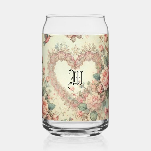 Ouderwetse Pastel Waterverf Boho Bloemhartjes Blikvorm Glas (Voorkant)