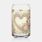 Ouderwetse Pastel Waterverf Boho Bloemhartjes Blikvorm Glas (Achterkant)