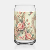 Ouderwetse Pastel Waterverf Boho Bloemhartjes Blikvorm Glas (Rechts)