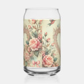 Ouderwetse Pastel Waterverf Boho Bloemhartjes Blikvorm Glas (Links)