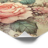 Ouderwetse Pastel Waterverf Boho Bloemhartjes Perfect Poster (Hoek)