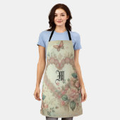 Ouderwetse Pastel Waterverf Boho Bloemhartjes Schort (Gedragen)