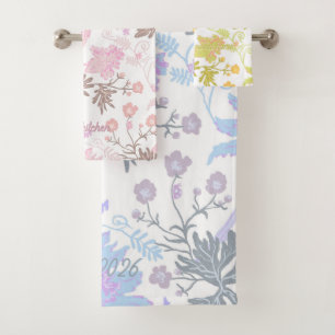 Ouderwetse Pastelkleurige Wilde Bloem Bloem Bad Ha Handdoek
